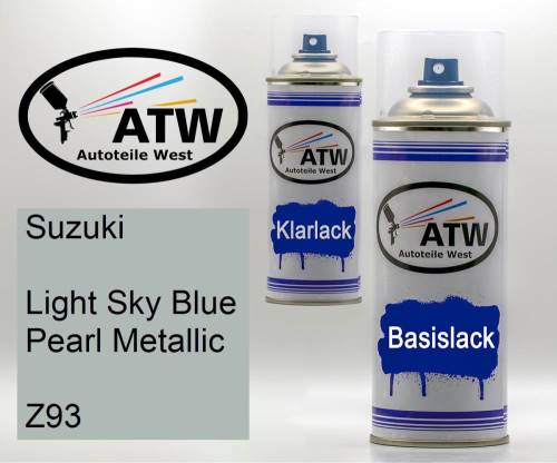Suzuki, Light Sky Blue Pearl Metallic, Z93: 400ml Sprühdose + 400ml Klarlack - Set, von ATW Autoteile West.